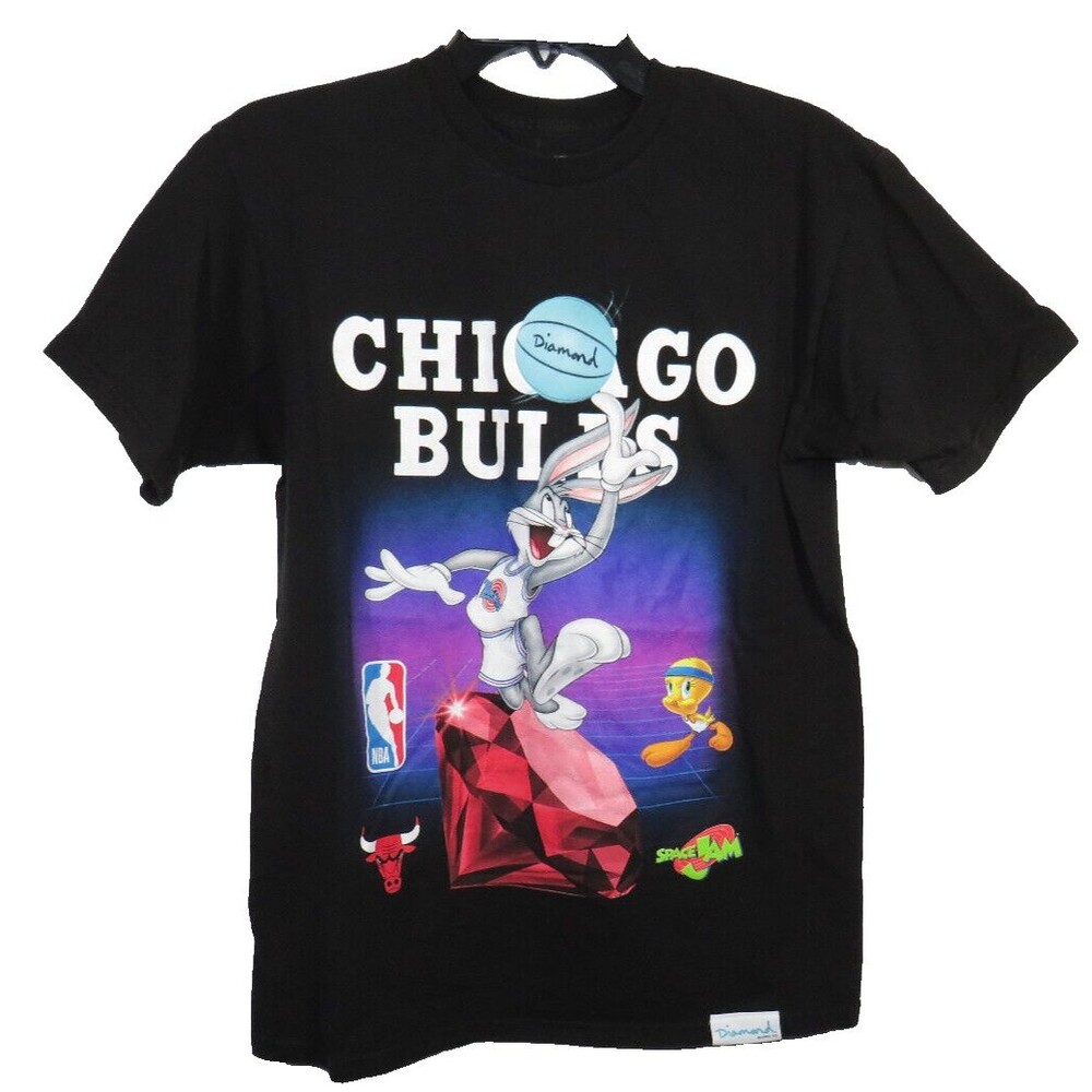 Diamond X Space Jam Men's Chicago Bulls Tweety Bird Bugs Bunny Tee Size M